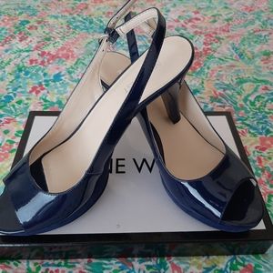 Size 7.5 Navy 3" Slingback Heels